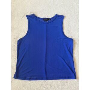 Good‎ American Tank Top Mesh Sleeveless Athletic Stretch Capri Blue L